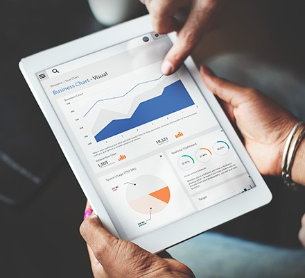 A Tablet Showing Metrics of a Competitive Analysis